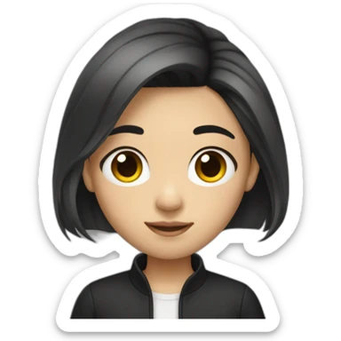 Chinese teen with middle part black and slightly curvy hairs sticker