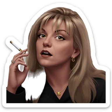 blonde girl smoking with jewelry sticker