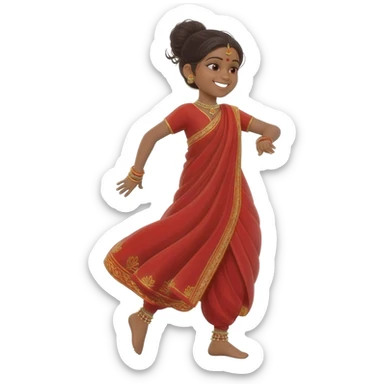 A beautiful brown Indian girl dancing in ghunghroo in which ghunghroo is visible sticker