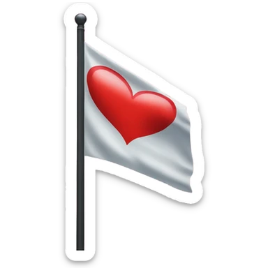 A flag with a red heart instead of a mast  sticker