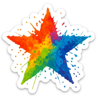 star with a paint splatter sticker