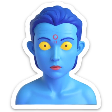 A blue person standing with a faint blue aura around them, representing poor aura. sticker