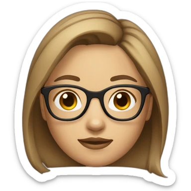 girl with round glasses and light brown hair wolf cut style sticker