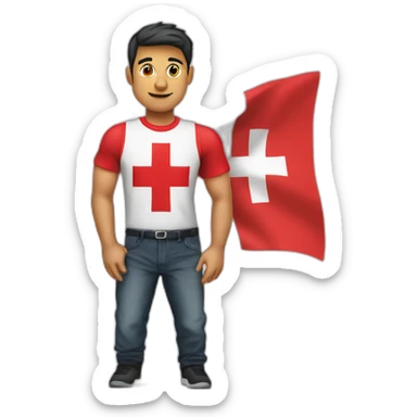 hombre con una remera con la bandera suiza que se lo note muy enfermo sticker