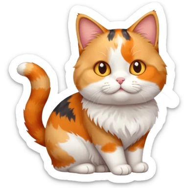full body calico cat with small head and short but chubby body sticker