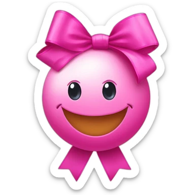 pink-ball-cute-character-with-big-ribbon sticker