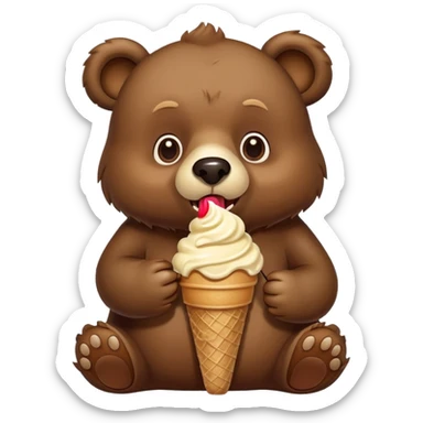 bear eating ice cream sticker