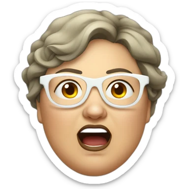 Fat russian women white glasses yelling sticker