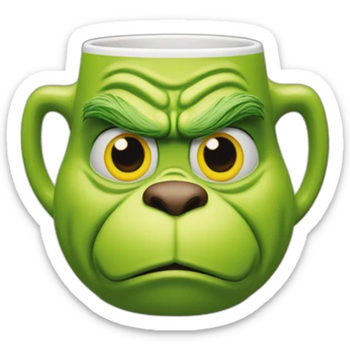 Grinch face shaped mug yellow eyes sticker
