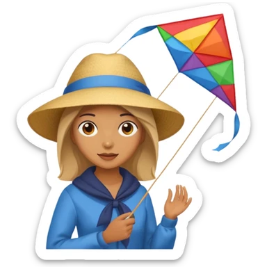 women with kite,Kite Flyers, big kite. sticker