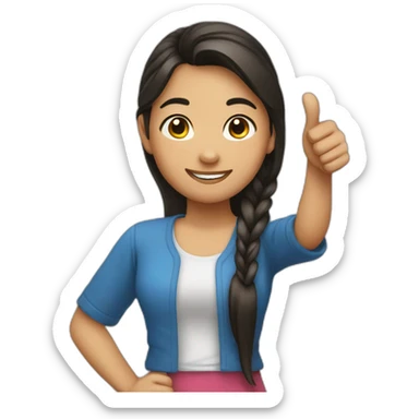 Filipino girl thumbs up with ponytail  sticker