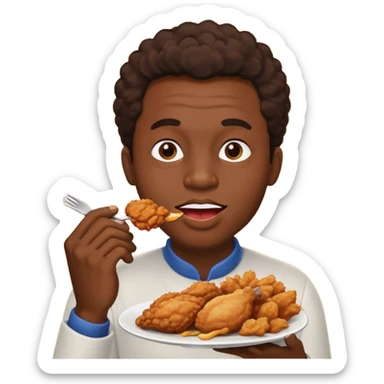 Black man eating fried chicken sticker