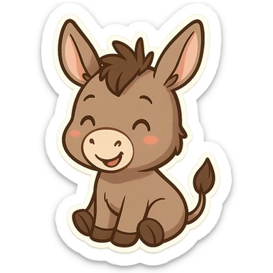 chibi cartoon sticker of a Kurdish donkey (مەڕ), cute and cheerful style sticker