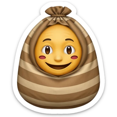 criminal emoji with malicious smile and striped sack sticker