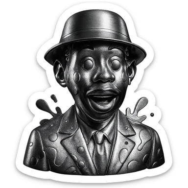 Tyler, the Creator inspired character in a bold, colorful CHROMAKOPIA style, vibrant and surreal, playful expression, fashion-forward, with abstract color splashes and graphic elements sticker