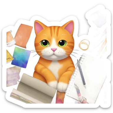 Orange cat junk journaling sticker