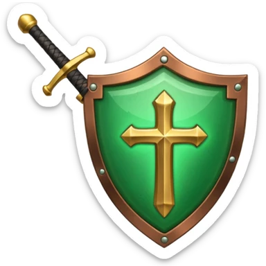 discord emoijis for a sword shield and healing icon in the same styler sticker