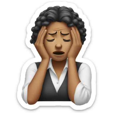 frustrated woman with hands on her head sticker