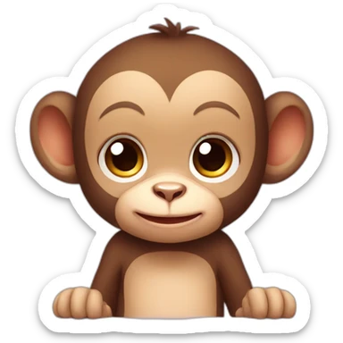 Cute baby monkey sticker