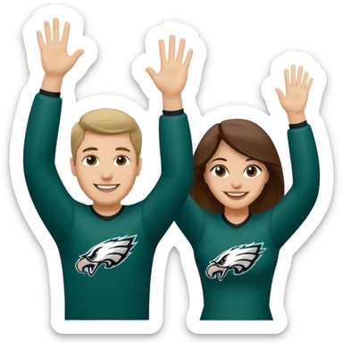 White man and woman Philadelphia Eagles fans high five  sticker