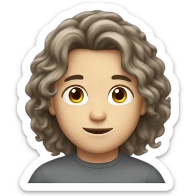 boy with long brown wavy hair and lazy grey eyes sticker