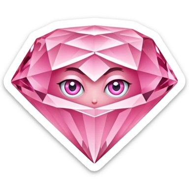 pink diamond with eyes, no face, shiny and beautiful sticker