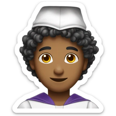 Arabic boy with curl and must graduation cap sticker