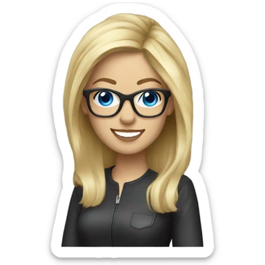 
Realistic Female dj blue eyes blonde hair wearing glasses smiling  sticker