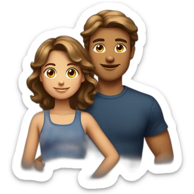 Garcon américain brun avec fille française chatain sticker