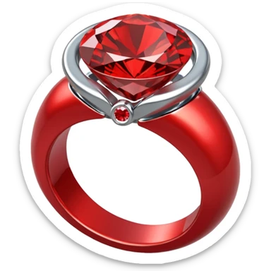 red ring marry red diamond metal prata sticker