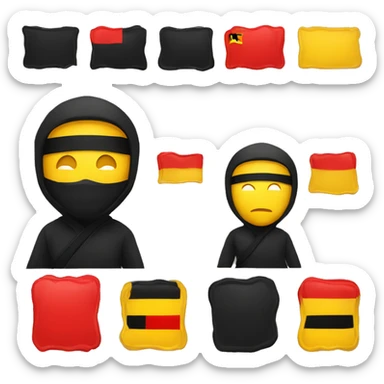 only one normal emoji 😀 like a ninja style- colors black, red, yellow like german flag sticker