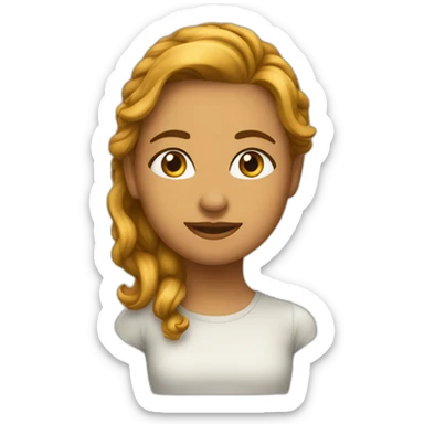 Chica pelo castaño ondulado largo ojos miel sticker