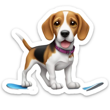 Beagle en patineta sticker