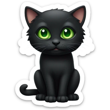 Black cat with green eyes and short tail  sticker