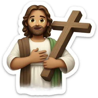 Jesus holding a cross and bible sticker