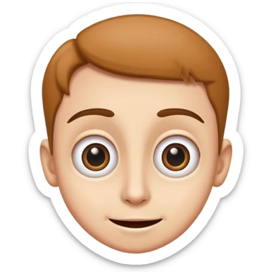 Funny caricature style cartoon, big eyes, happy face sticker