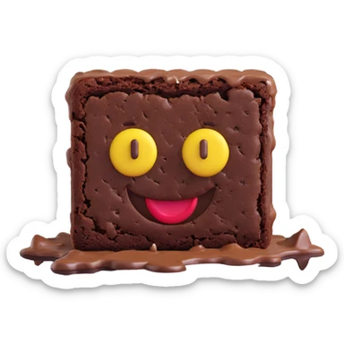 chocolate brownie with a smiley face, 3D emoji style sticker