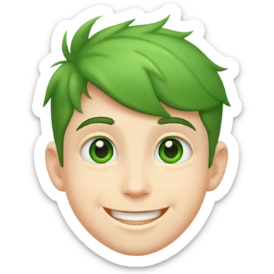 happy solo green boy portrait sticker