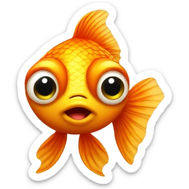 small cute gold fish with big eyes  sticker