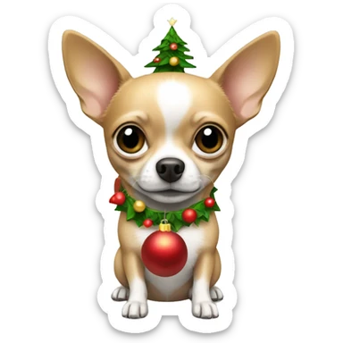 Chihuahua holding Christmas tree sticker