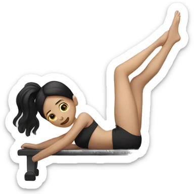 girl with white skin and black hair doing pilates  sticker