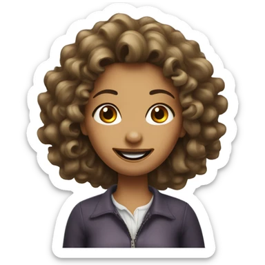 Curley hair woman with 1 missing tooth  sticker