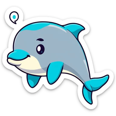 cute cartoon dolphin with big eyes sticker
