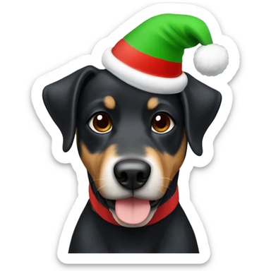 Dog wearing Christmas hat black dog  sticker