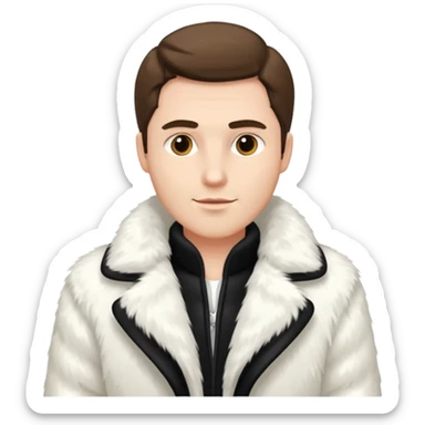 luxary white fur coat man sticker