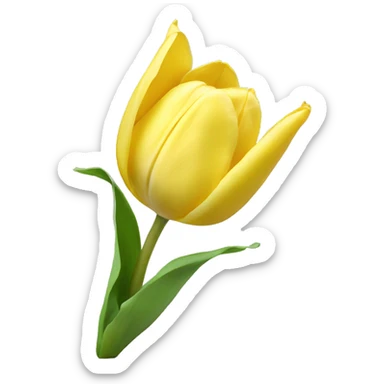 Single pastel yellow tulip with leaves sticker