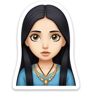 Brahmin indian girl wearing american clothes with fair skin, long black hair, and big eyes  sticker