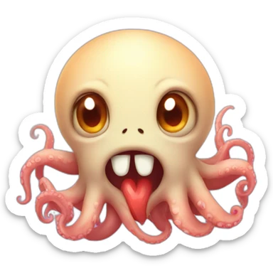 cute kraken cute face having a heart attack sticker