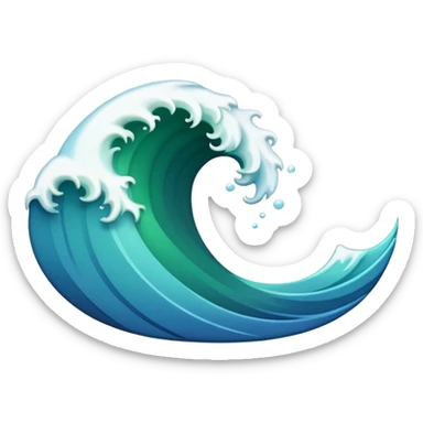 stylized wave emoji, mostly blue, some green accents sticker