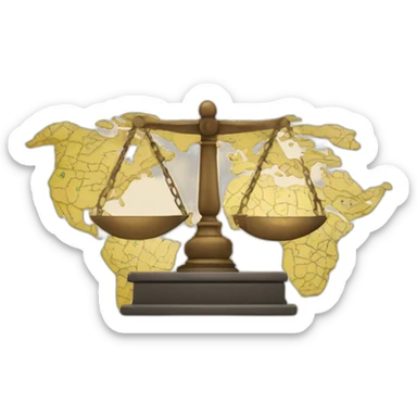 Justice scale with map pinpoint sticker